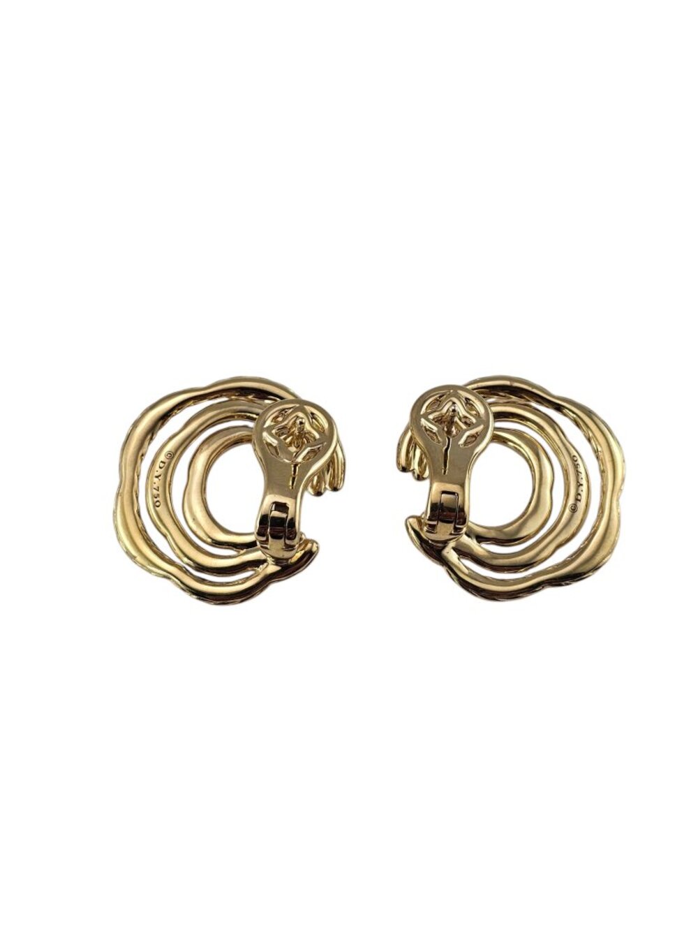 David Yurman 18K Yellow Gold Diamond Cable Earrings #25712 - Picture 4 of 7